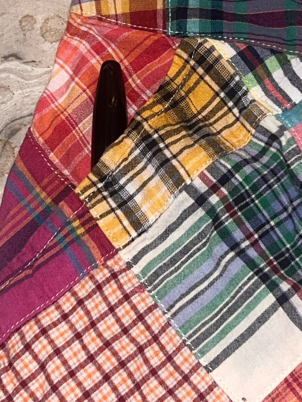 Y2K VTG CAbi Patchwork Skirt, Madris Pink Plaid Patch Mini Skirt pockets size 2 - Picture 8 of 12